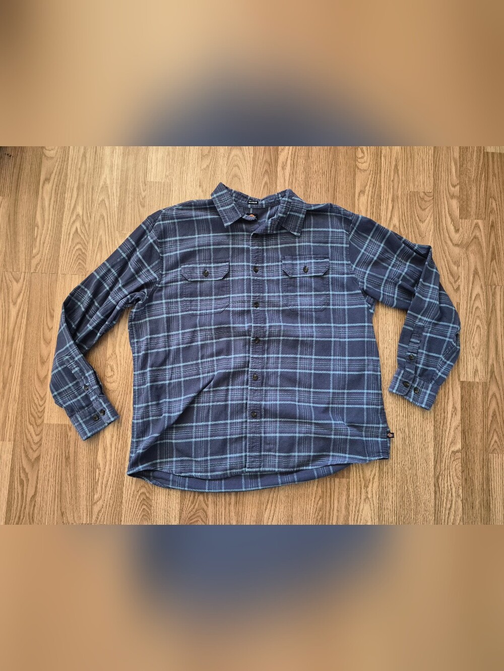 Dickies Relaxed Fit Men's Blue Plaid Long Sleeve Top